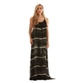 thumbnail image 1 of Riviera Sun Tie Dye Spaghetti Strap Maxi Dress (Black Dress with White Horizontal Lines, 1X), 1 of 3