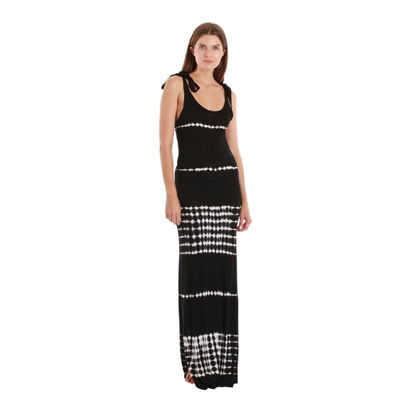 Riviera Sun Tie Dye Spaghetti Strap Maxi Dress (Black Tie Dye, X-Large)