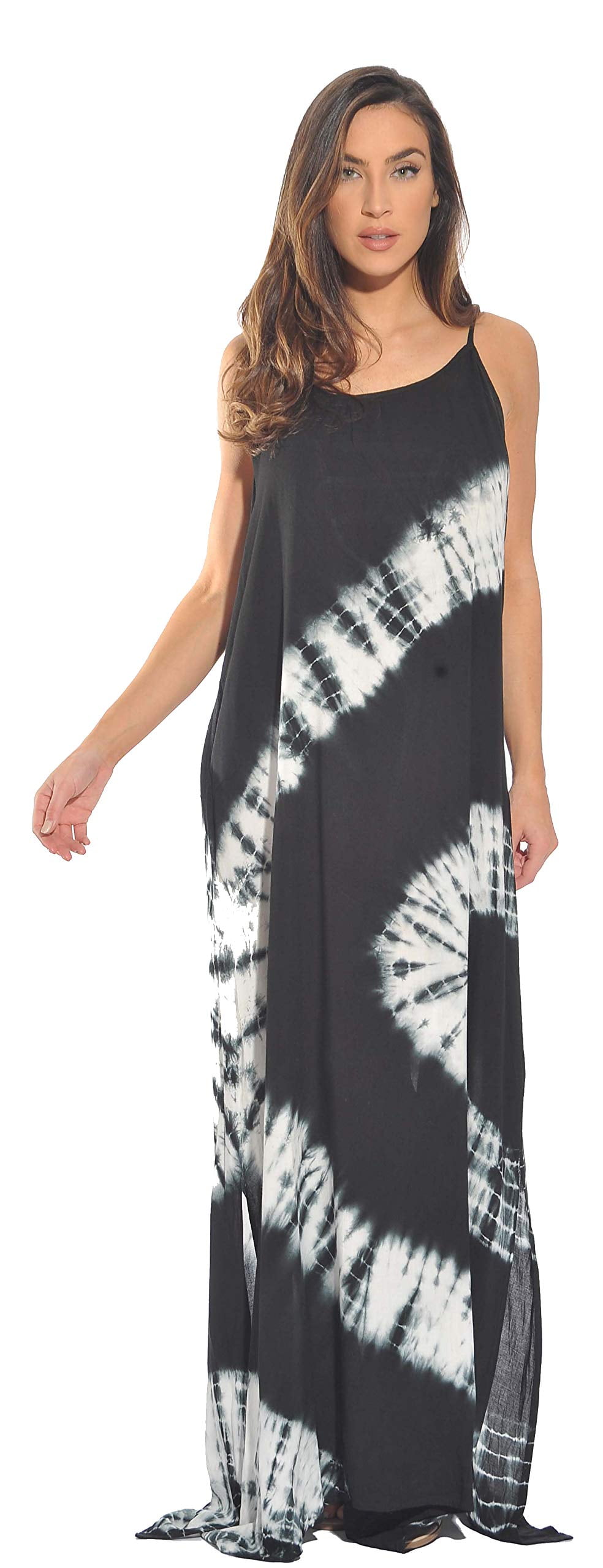 chinese dress ladies Plus Size Stripe Tie-Dye Printed Maxi Dress – Wholesale Capella Apparel main image 0