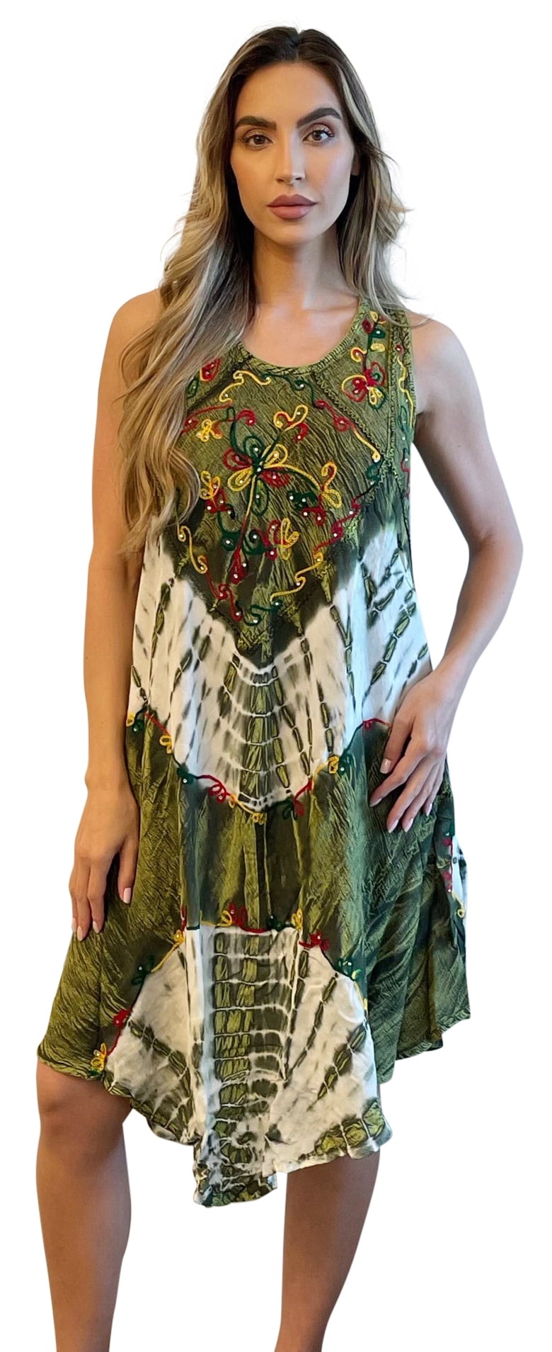 Riviera Sun Tie Dye Summer Dress – Lightweight Rayon Beach Cover Up, Loose Fit, Sizes S-3X - View #5