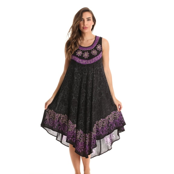 Riviera Sun Tie Dye Summer Dress - Beach Cover Up (Purple, Small)