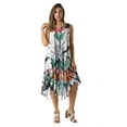 thumbnail image 1 of Riviera Sun Tie Dye Summer Dress with Floral Hand Painted Design (White / Black, X-large), 1 of 3