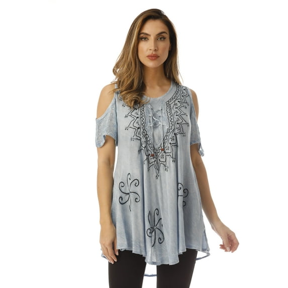 Riviera Sun Tops for Women (Light Denim, Large)