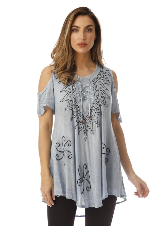Tops for Women (Light Denim, Small)
