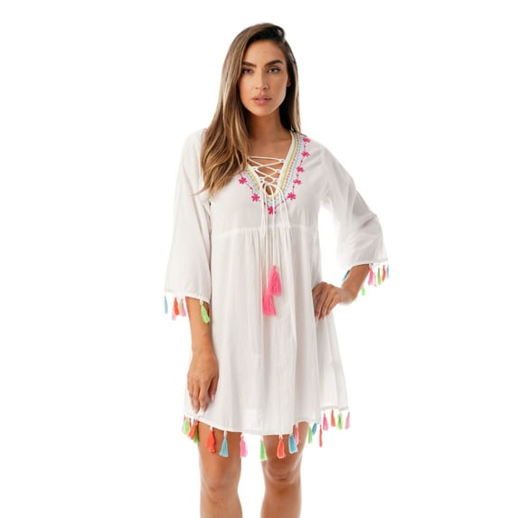 Riviera Sun Tunic Dresses for Women 21821-BLK-L (1X Plus, White)