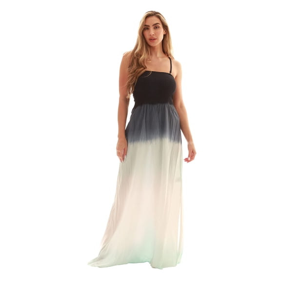 Riviera Sun Women's Rasta Maxi Summer Dress - Long Sundress with Adjustable Removable Straps (Navy White Colorblock, 2X)