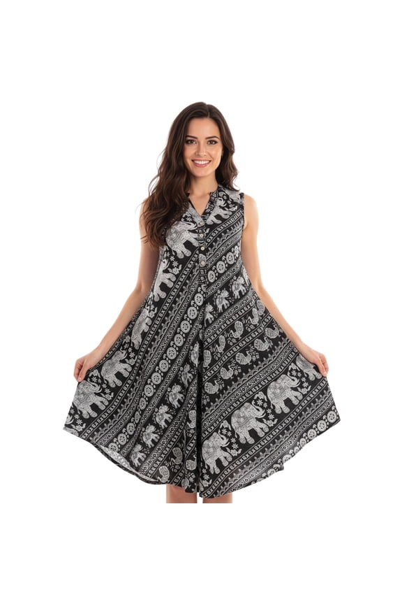 Womens Rayon Sundress Flowy Summer Dress, Chic Resort & Beach Cover Up, Vacation Style S3X