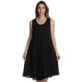 thumbnail image 1 of Riviera Sun Women's Sleeveless Umbrella Dresses - Stylish and Breezy Summer Fashion (Black With Buttons, Small), 1 of 3