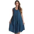 thumbnail image 1 of Riviera Sun Women's Sleeveless Umbrella Dresses - Stylish and Breezy Summer Fashion (Medium Denim With Buttons, Small), 1 of 3