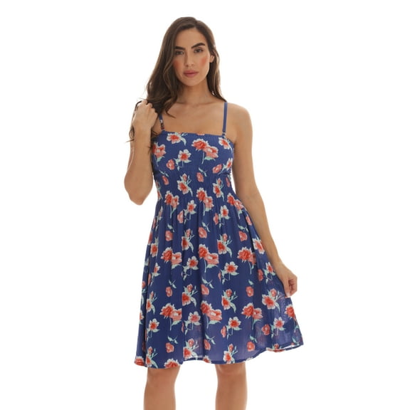 Riviera Sun Women's Strapless Tube Short Summer Dress - Casual and Comfortable Beach Dresses (Blue - Floral 1, 2X)