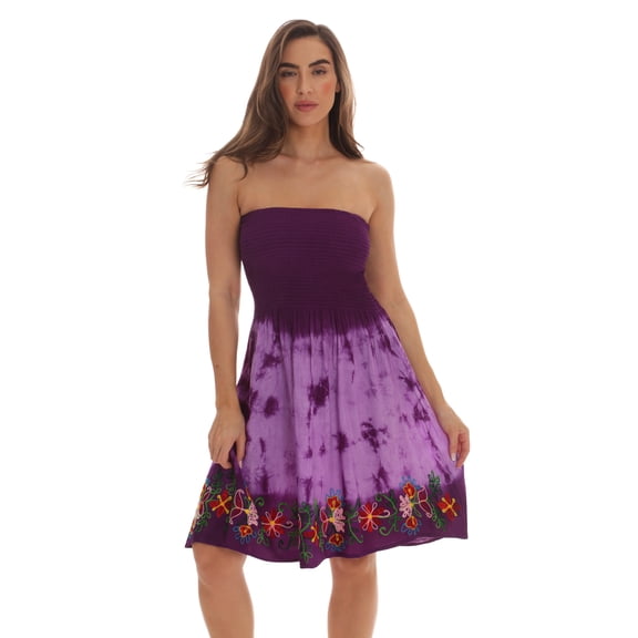 Riviera Sun Women's Strapless Tube Short Summer Dress - Casual and Comfortable Beach Dresses (Purple Lilac, Medium)
