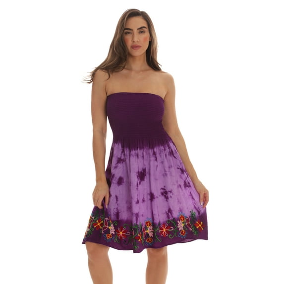 Riviera Sun Women's Strapless Tube Short Summer Dress - Casual and Comfortable Beach Dresses (Purple Lilac, Medium)