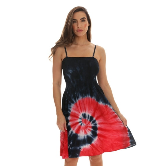 Riviera Sun Women's Strapless Tube Short Summer Dress - Casual and Comfortable Beach Dresses (Red White Blue, 2X)