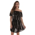 thumbnail image 1 of Riviera Sun Women's Tie Dye Off-Shoulder Cover-Up Dress for Swimwear (Black, 2X), 1 of 3