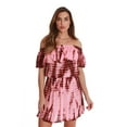 thumbnail image 1 of Riviera Sun Women's Tie Dye Off-Shoulder Cover-Up Dress for Swimwear (Pink, 3X), 1 of 3