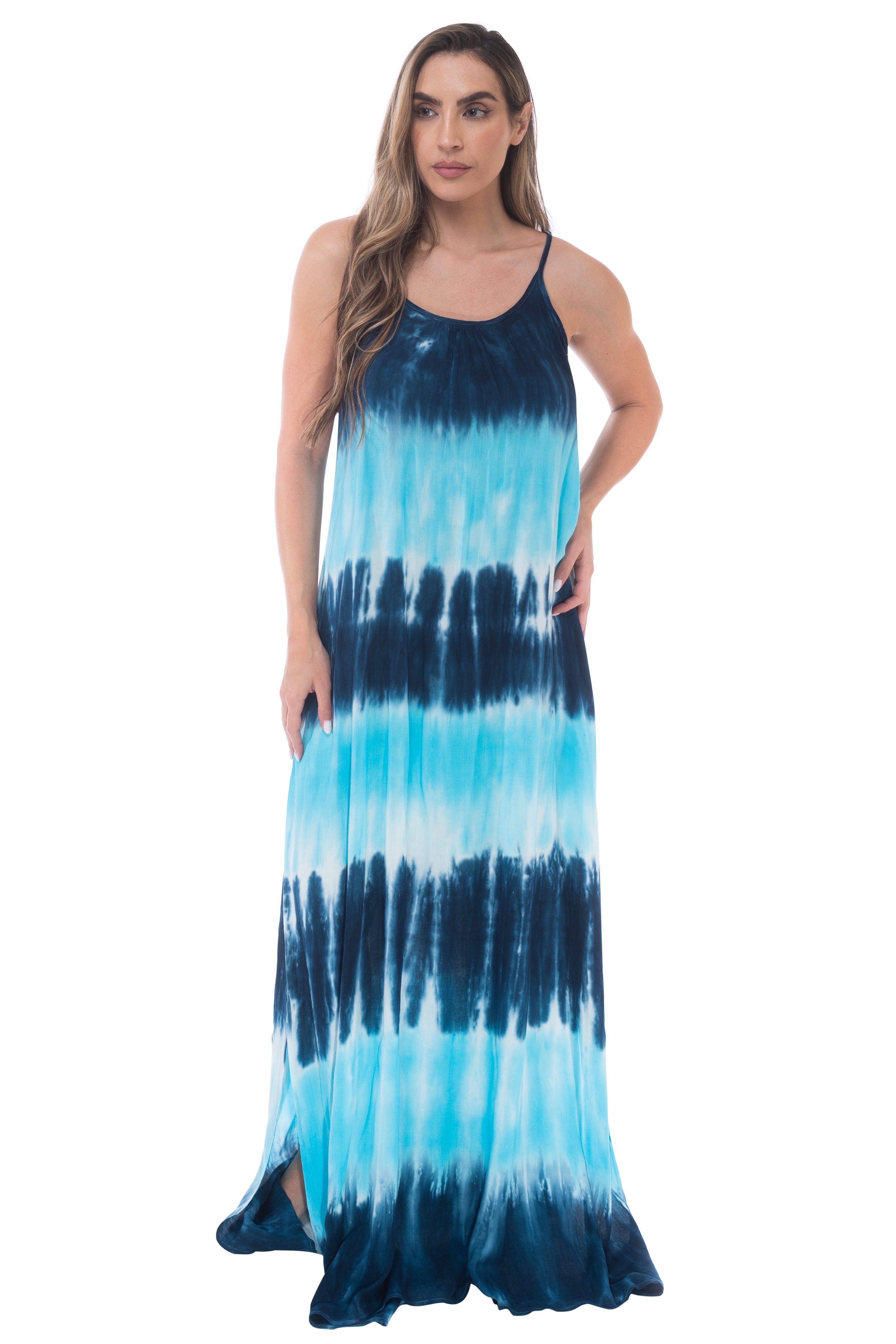 Summer Artsy Navy Blue Tie Dye Swirl  A-Line Dress for Sale by