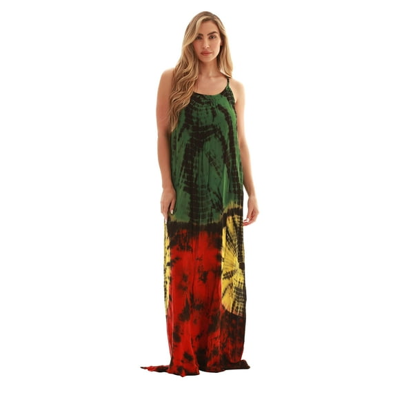 Riviera Sun Women's Tie Dye Spaghetti Strap Maxi Dress - Lightweight and Flowy Summer Dress