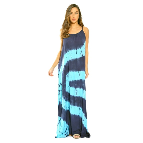 Riviera Sun Women's Tie Dye Spaghetti Strap Maxi Dress - Lightweight and Flowy Summer Dress