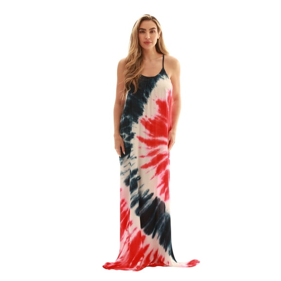 Riviera Sun Women's Tie Dye Spaghetti Strap Maxi Dress - Lightweight and Flowy Summer Dress