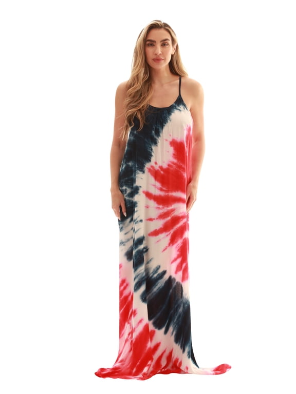 Women's Tie Dye Spaghetti Strap Maxi Dress - Lightweight and Flowy Summer Dress