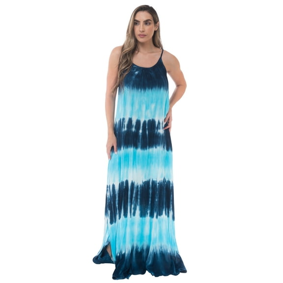 Riviera Sun Women's Tie Dye Spaghetti Strap Maxi Dress - Lightweight and Flowy Summer Dress