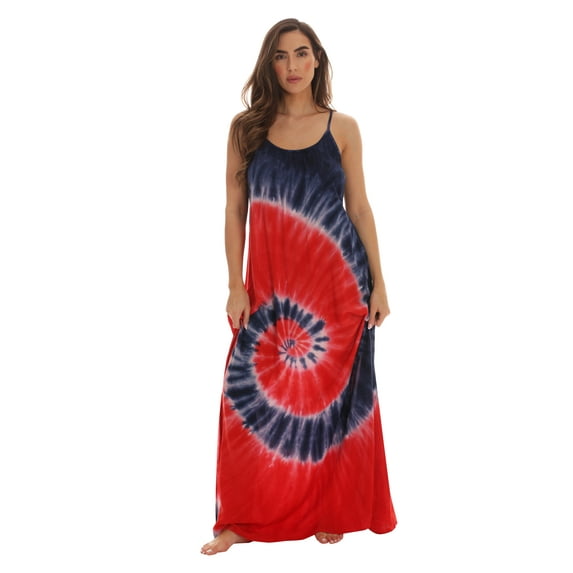 Riviera Sun Women's Tie Dye Spaghetti Strap Maxi Dress - Lightweight and Flowy Summer Dress