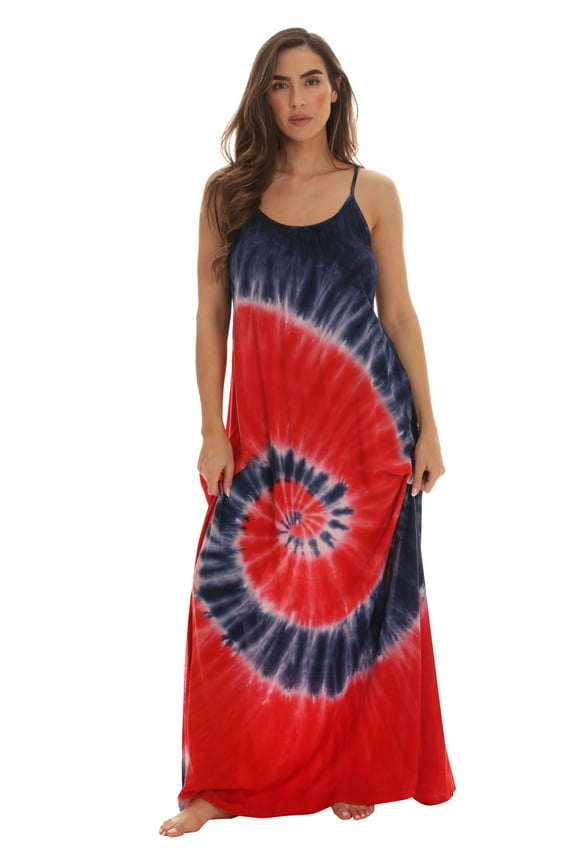 Women's Tie Dye Spaghetti Strap Maxi Dress - Lightweight and Flowy Summer Dress