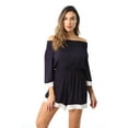 thumbnail image 1 of Riviera Sun Womens Off Shoulder 3/4 Sleeve Crochet Trim Romper (Medium), 1 of 3