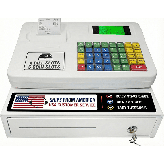 Riviere CR180 Steel Cash Register White, Thermal Printer, 6800 PLU, 60 Departments