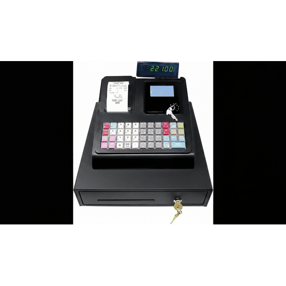 Riviere CR360 Dual-Display Thermal Cash Register with Locking Drawer, 4500 PLU, 50 Departments