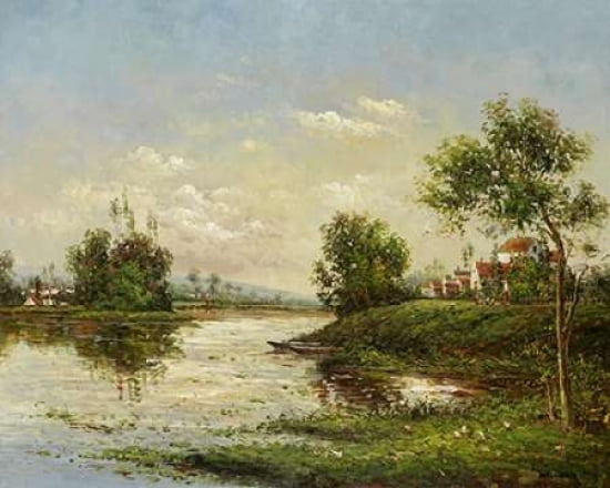 Riviere et Village Canvas Art - Willard (24 x 30)