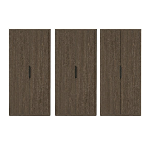 Rivington Modern Bookcase Cabinet in Walnut (5-Shelf) - Set of 3