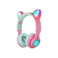 thumbnail image 1 of Riwbox CT-7 Cat Ear - Headphones with mic - on-ear - Bluetooth - wireless - 3.5 mm jack - green, pink, 1 of 9