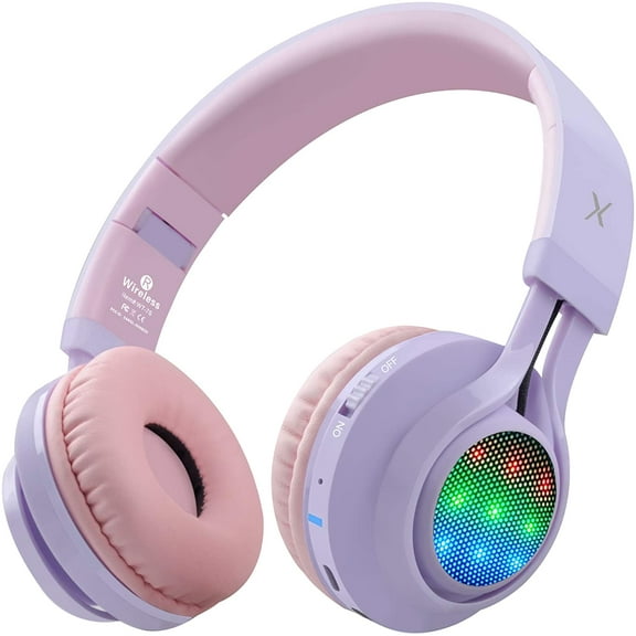 Riwbox WT-7S Bluetooth Headphones Light Up, Foldable Stero Wireless Headset with Microphone and Volume Control for PC/Cell Ph