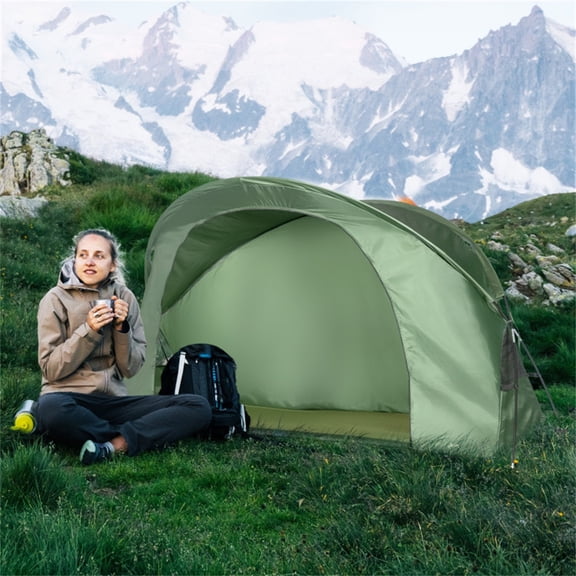Riwcyla 1 Person Camping Tent with Sleeping Cot Combo, Waterproof Outdoor Cot Tent with Self-Inflating Mattress