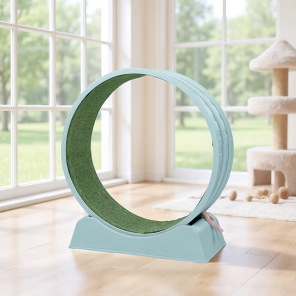 Riwcyla 31.5" Cat Exercise Wheel, Silent Indoor Cat Treadmill with Scratch Pad & Safety Lock, for Cat Weight Management & Stress Relief(Light blue)