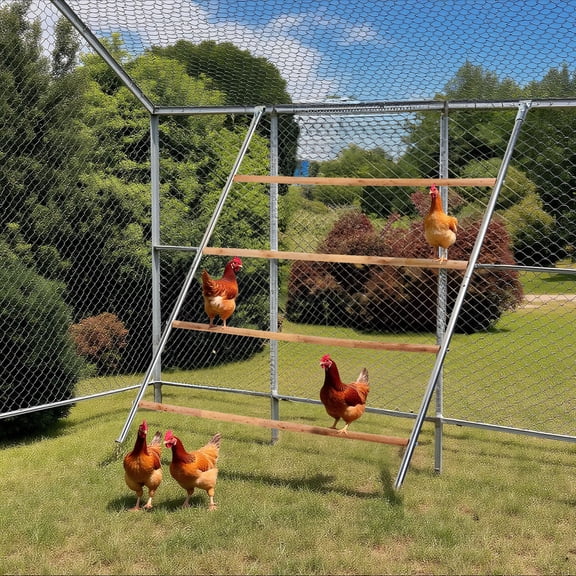 Riwcyla 4-Tier Adjustable Chicken Roost, Heavy-Duty Metal & Wood Chicken Perch, Rust-Resistant Poultry Roosting Bar for Coop, Backyard Chickens Ducks