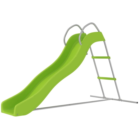 Riwcyla 5.7FT Outdoor Slide for Kids 3-8, Wavy Backyard Slide with Climbing Step Ladder and Handrails, Sprinkler-Ready Playground Slide for Backyard and Garden, Green