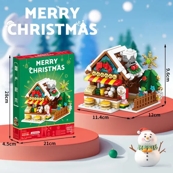 Riwcyla Christmas Building Block Kit DIY Assembleable Christmas Bricks STEM Educational Toy for Kids Ages 6 Holiday Gift