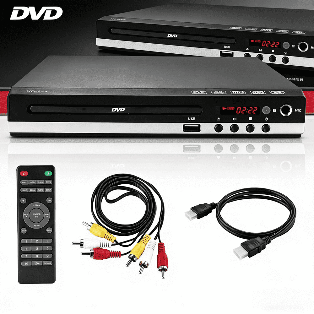 Dvd Machine Riwcyla Full HD 1080P DVD Player with USB Input, Microphone Port, AV ...