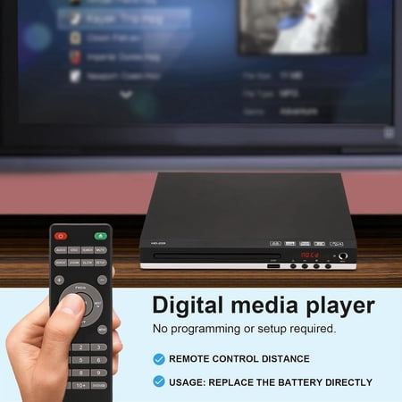 Riwcyla Full HD 1080P DVD Player with USB Input, Microphone Port, AV & HD Output for Home Theater Karaoke