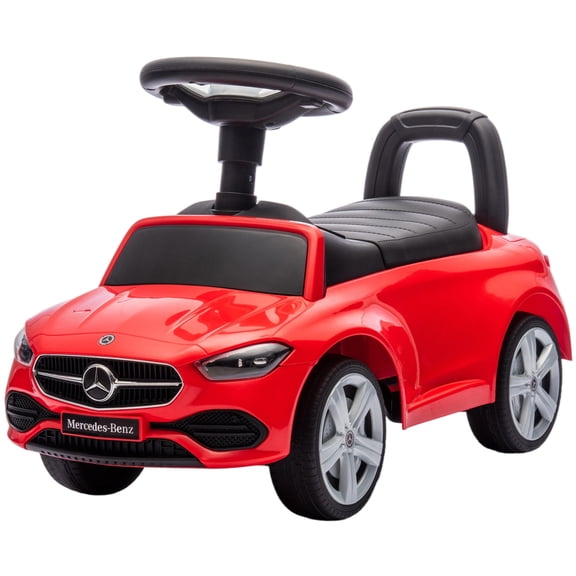 Riwcyla Kids Ride On Car, Foot to Floor Ride On Toy with Horn and Engine Start Sound, Toddler Push Car with Anti-Tip Frame and Four Wheel Base, Hidden Seat Storage, Ages 18-36 Months, Red