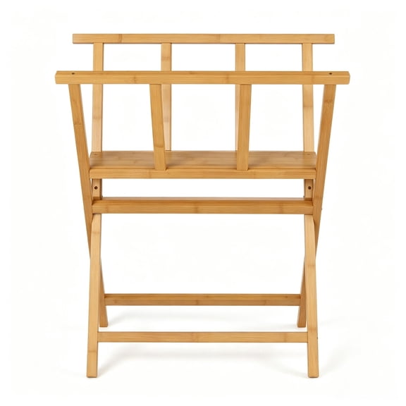Riwcyla Natural Bamboo Art Print Storage Rack, X-Shape Stable Canvas Display Stand Holds Artwork Up To 34"19", 22 LBS Capacity for Studio Gallery Classroom Home