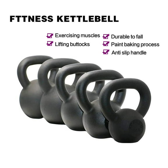 Riwcyla Solid Cast Kettlebell, Matte Powder Coated Flat Base Kettlebell with NonSlip Handle for Strength Training Swings Squats Home Gym Workout