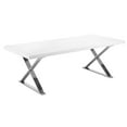 Rix 87 in. Dining Table, White Wood Top, X Chrome Finished Steel Legs