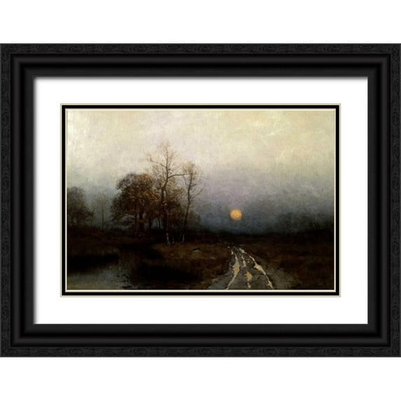 Rix, Julian Walbridge 24x17 Black Ornate Wood Framed with Double Matting Museum Art Print Titled - River Sunset