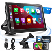 Rixvaxt 7-Inch Portable Car Display, HD Touchscreen Stereo Upgrade with Apple CarPlay & Android Auto, GPS Navigation, Voice Control and Bluetooth Audio