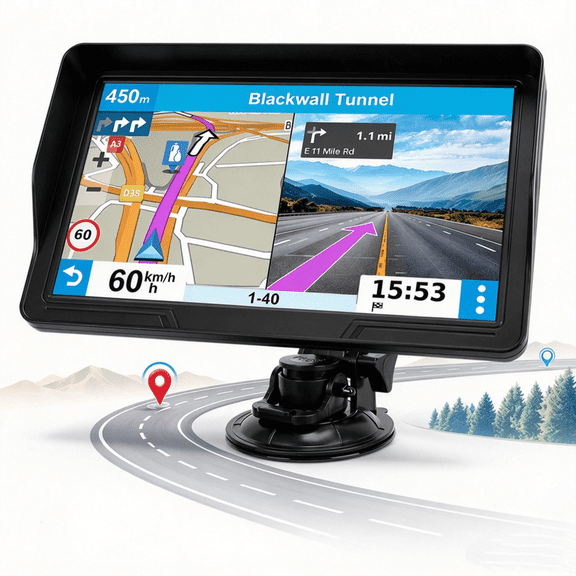 Rixvaxt 9-Inch GPS Navigator for Car Truck RV, HD Touchscreen, Latest Maps, Lifetime Free Updates, Voice Guidance, Custom Routing & Safety Alerts