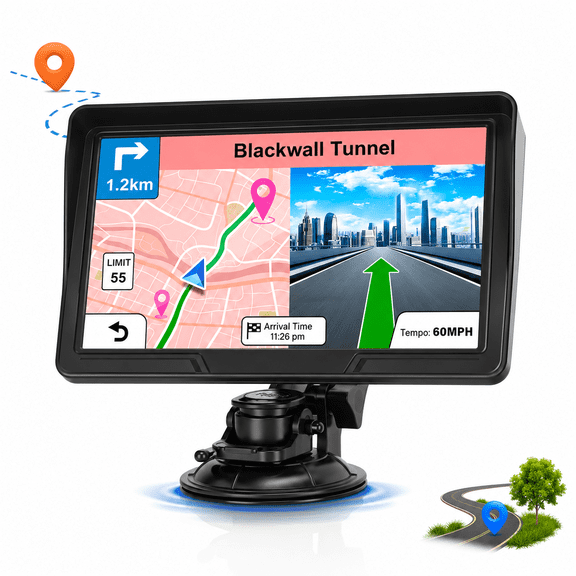 Rixvaxt GPS Navigator for Car Truck RV, 9-Inch HD Touchscreen GPS Navigation System, North America Maps, Lifetime Free Updates, Voice Guidance, Custom Truck Routing, Speed & Red Light Camera Alerts