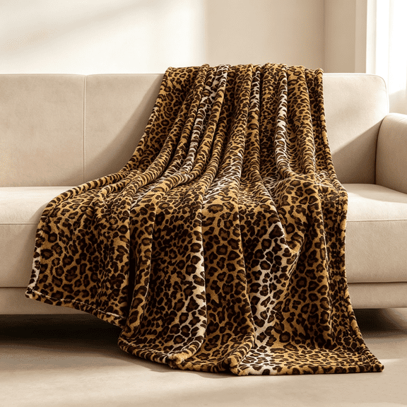 Rixvaxt Leopard Print Blanket, Soft Flannel Throw Blanket for Bed Sofa Travel & Camping, Cozy Fuzzy Cheetah Print Blanket for All Seasons, 40" x 30"Dark Brown